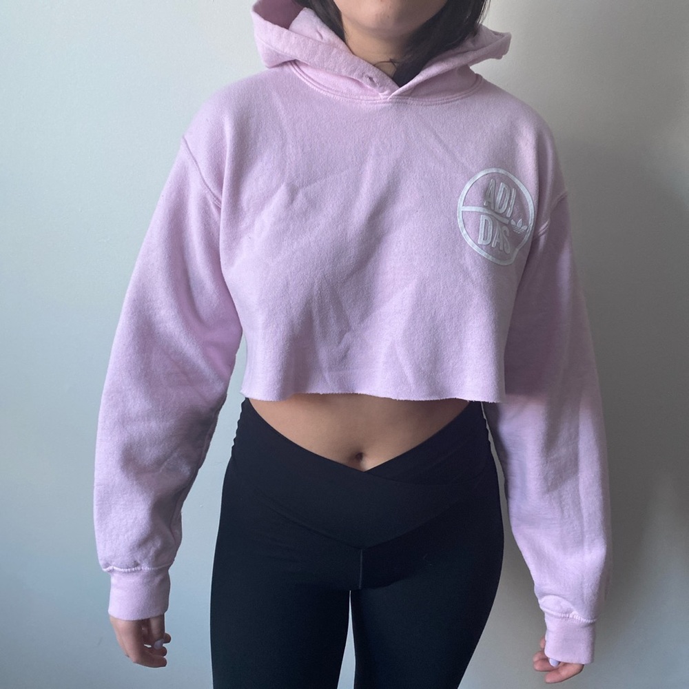 Pink adidas sweatshirt cropped